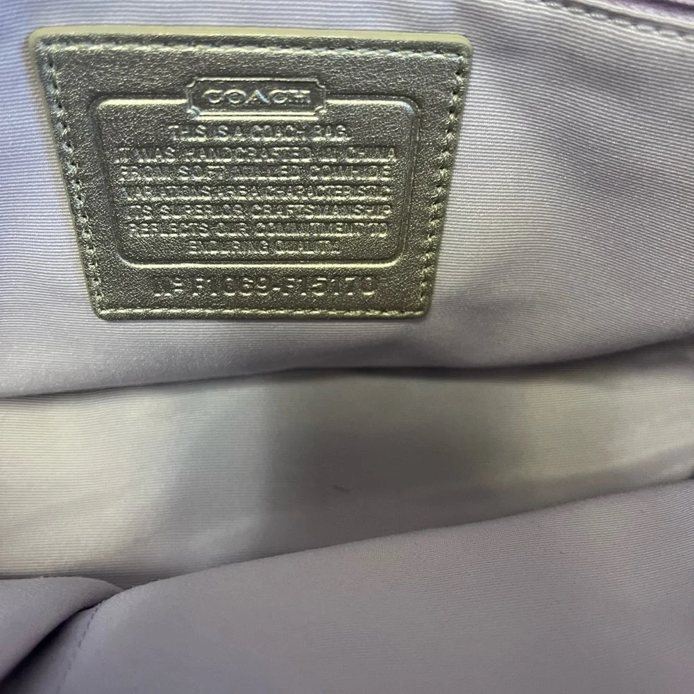 Coach Metallic Silver Leather Shoulder Bag
